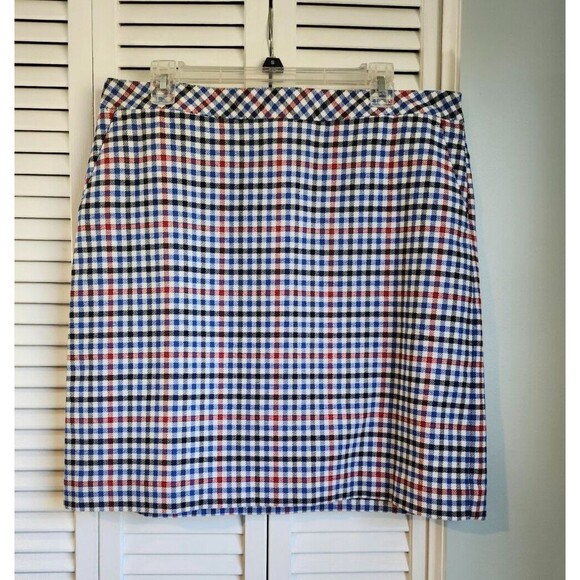 Talbots Petite 14P Red White Blue Gingham Plaid Skirt Nautical Lined NWT $99.50 - Picture 1 of 7
